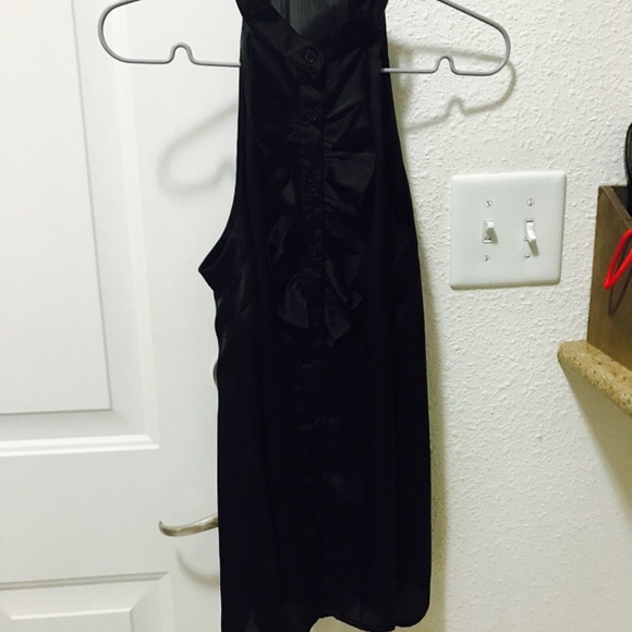 Black Sleeveless blouse w/ruffle button down- S - Picture 6 of 8